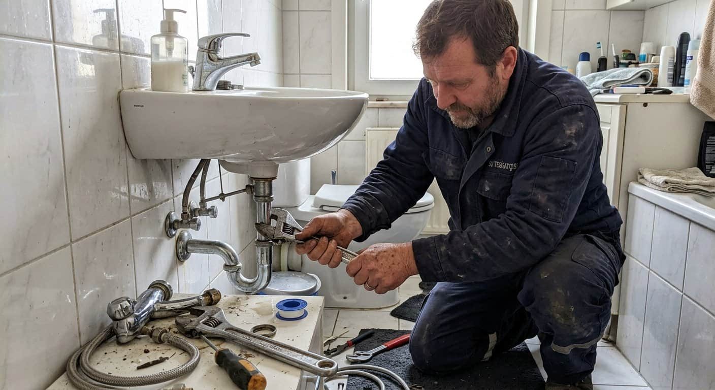 Lavabo bağlantısında armatür onarımı