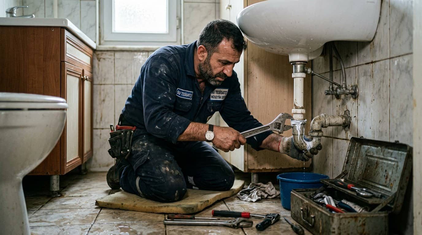 Mutfak gider tesisatında onarım