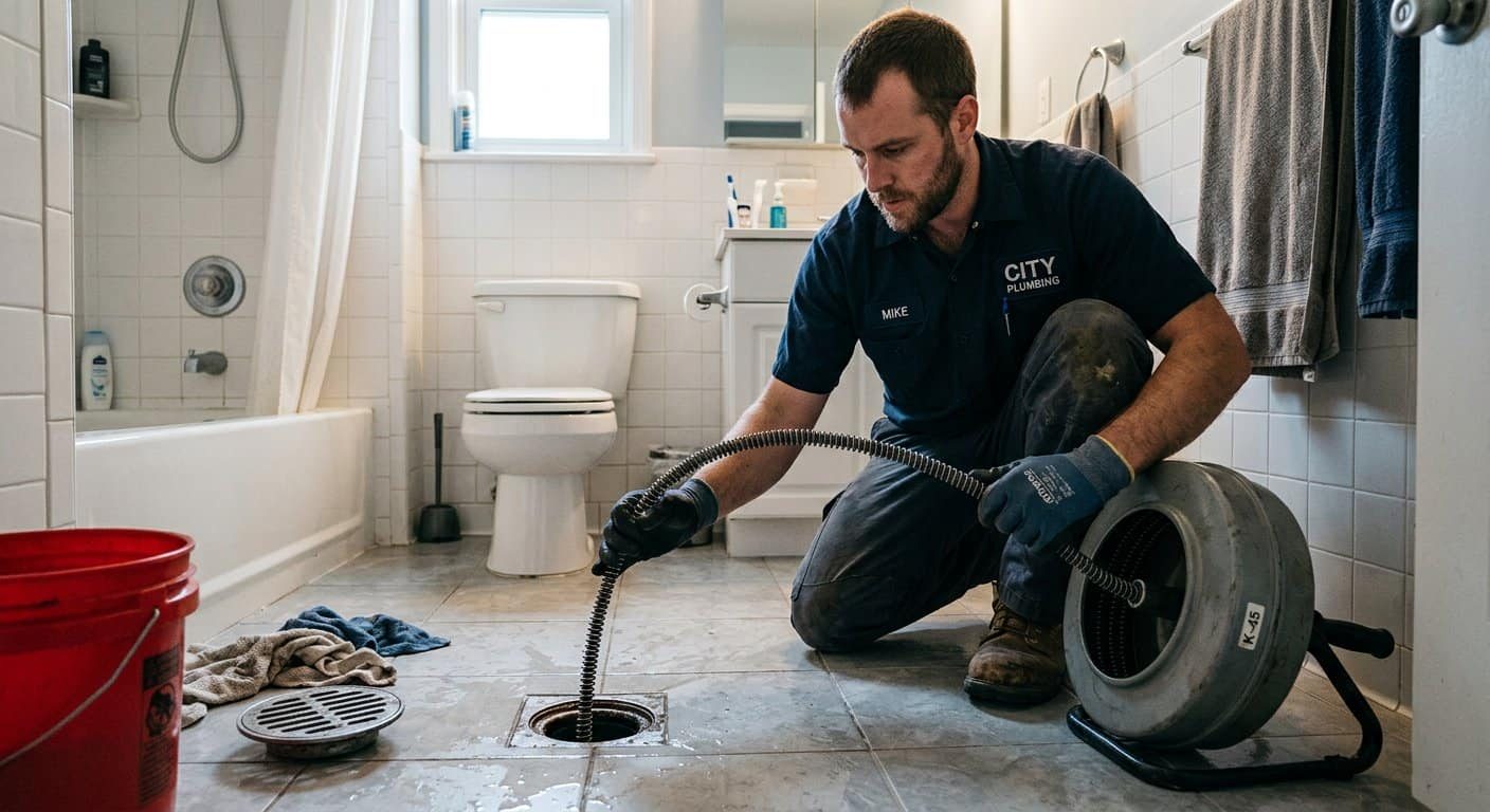 Banyo giderinde spiral makinesiyle çalışma